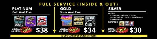 Various exterior wash packages